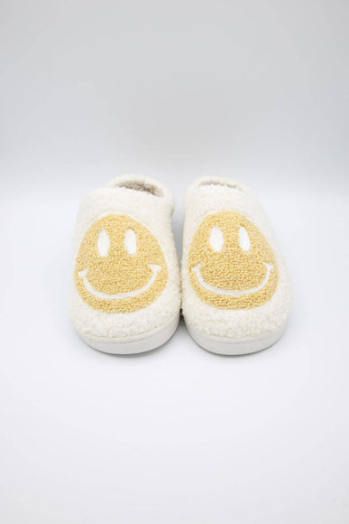 MIA Shoes Smiley Face Slippers for Women in Oatmeal/White