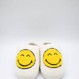 MIA Shoes Smiley Face Slippers for Women in Yellow/White