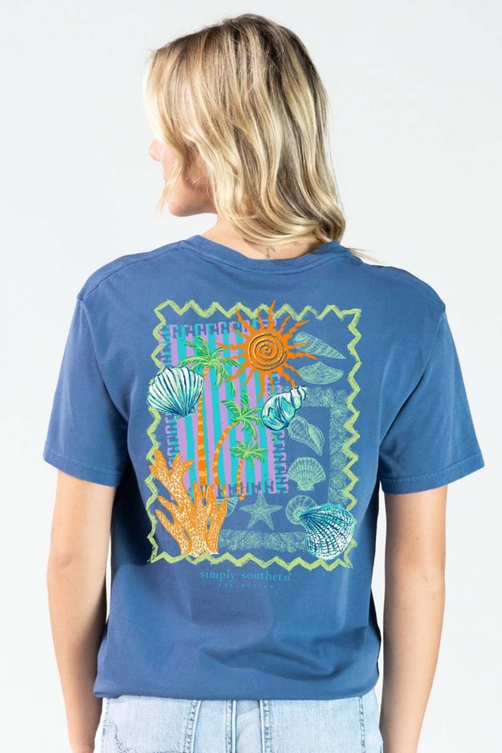 Simply Southern Reef Mineral Wash T-Shirt for Women in Overcast Blue