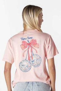  Simply Southern Show Time Mineral Wash T-Shirt for Women in Light Peach