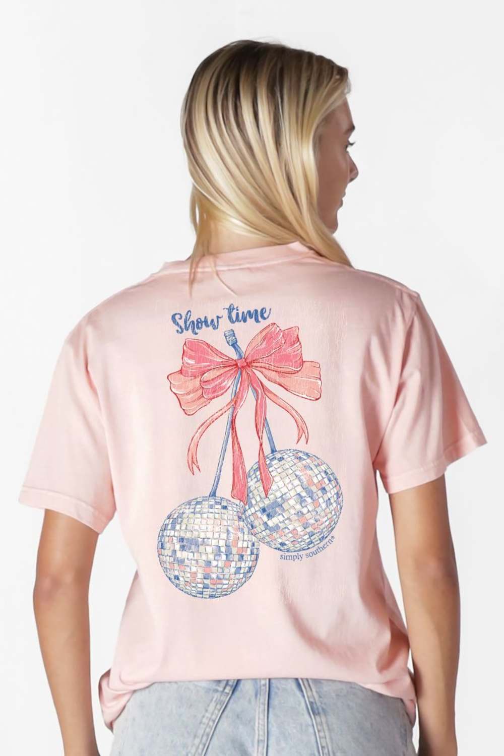  Simply Southern Show Time Mineral Wash T-Shirt for Women in Light Peach