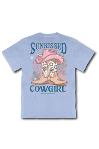 Simply Southern Plus Size Sunkissed Cowgirl Mineral Wash T-Shirt for Women in Faded Blue | EXT-MINWASH-SUNKISSCG-FDBLU