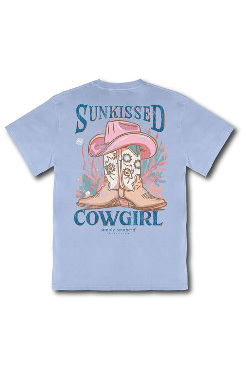 Simply Southern Plus Size Sunkissed Cowgirl Mineral Wash T-Shirt for Women in Faded Blue | EXT-MINWASH-SUNKISSCG-FDBLU