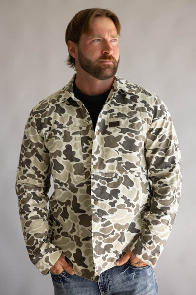 Marsh Wear Delano Shacket for Men in Stone Mallard Camo
