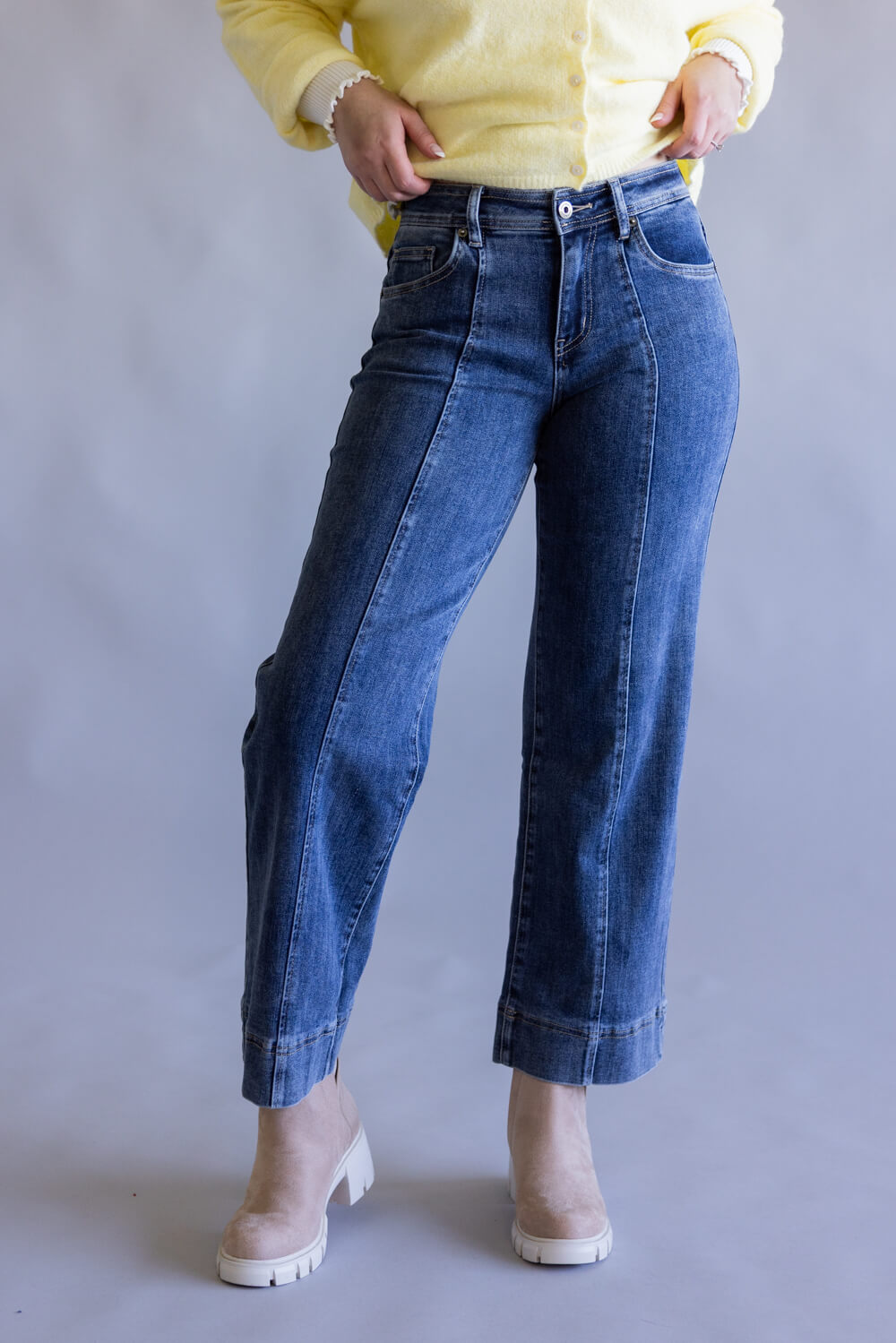 Mica High Rise Dark Wash Wide Leg Jeans for Women