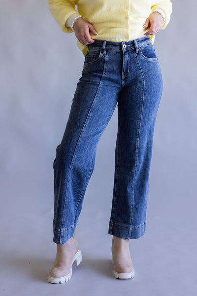 Mica High Rise Dark Wash Wide Leg Jeans for Women