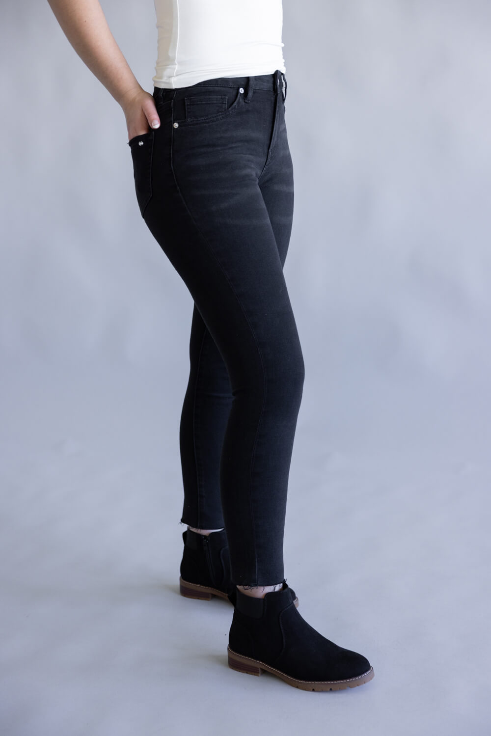 Mica High Rise Crop Skinny Jeans for Women in Black
