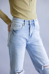 Mica Super High Rise Distressed Wide Leg Jeans for Women  MDP-W3522M