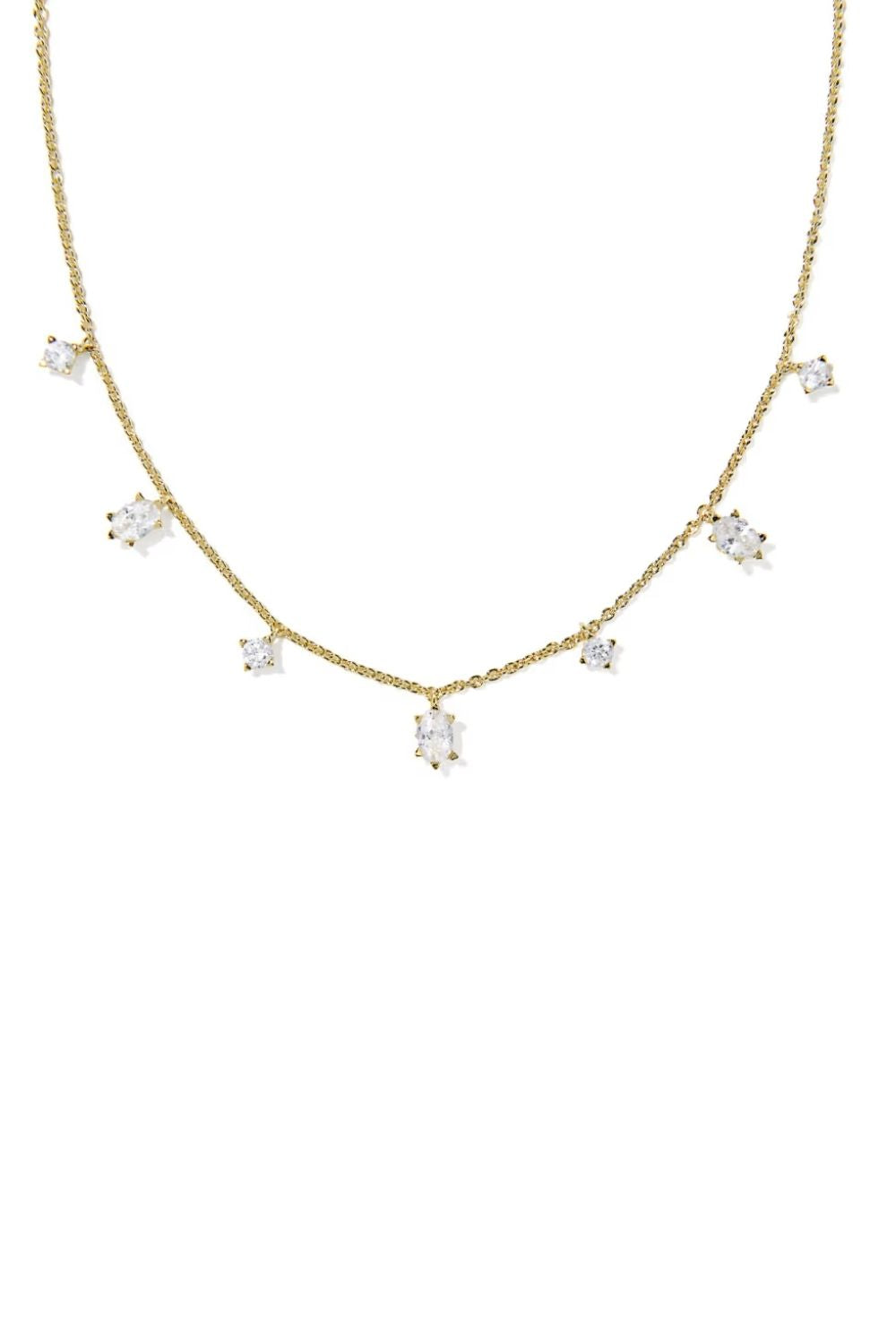 Kendra Scott Cailin Delicate Strand Gold Necklace in White CZ | 9608886206