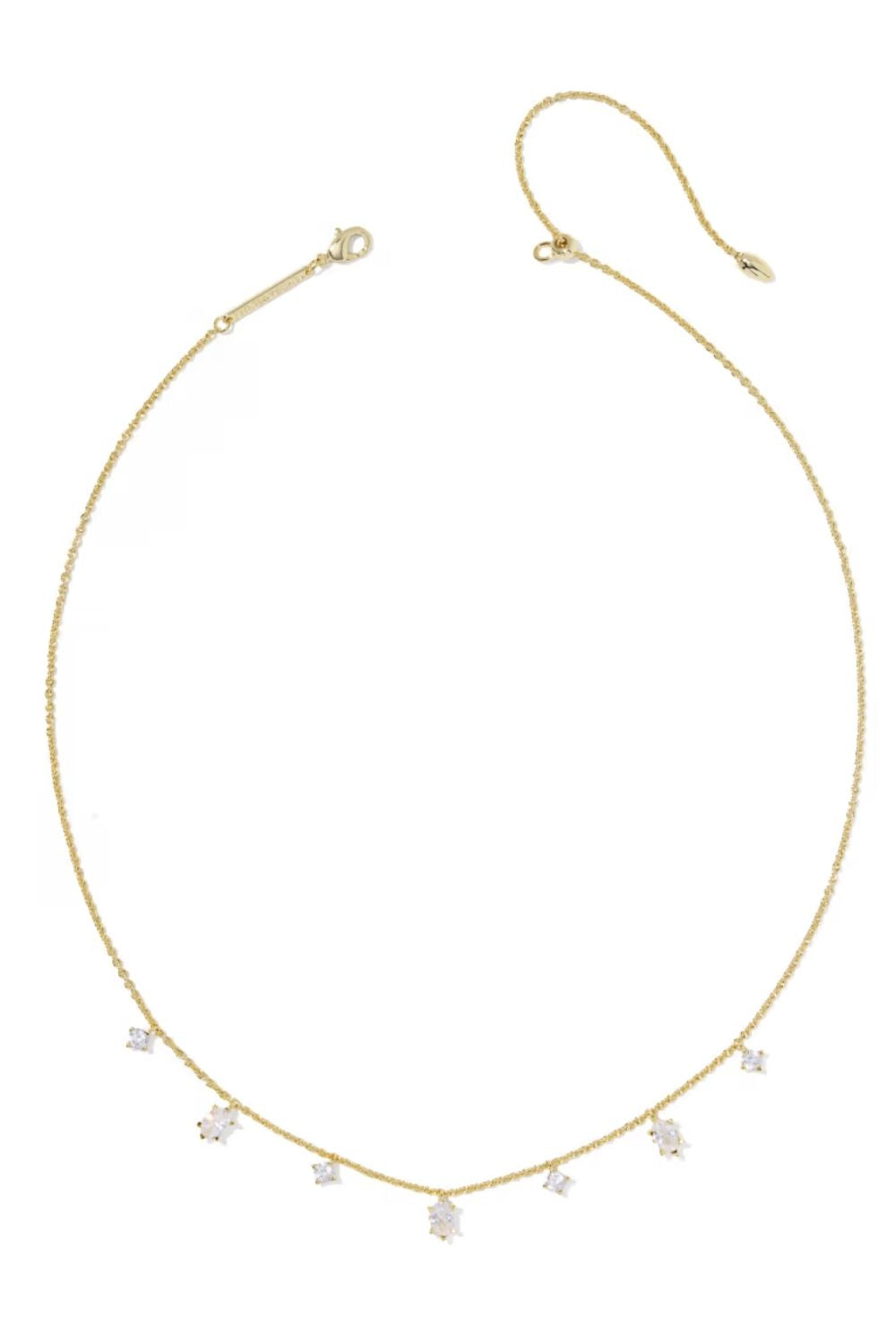 Kendra Scott Cailin Delicate Strand Gold Necklace in White CZ | 9608886206