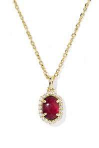 Kendra Scott Daphne Gold Crystal Frame Short Pendant Necklace in Dark Burgundy Illusion