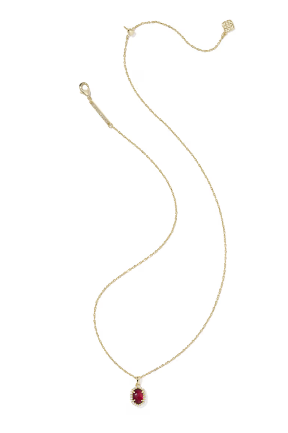 Kendra Scott Daphne Gold Crystal Frame Short Pendant Necklace in Dark Burgundy Illusion