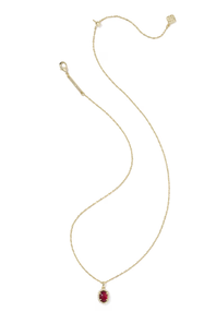 Kendra Scott Daphne Gold Crystal Frame Short Pendant Necklace in Dark Burgundy Illusion