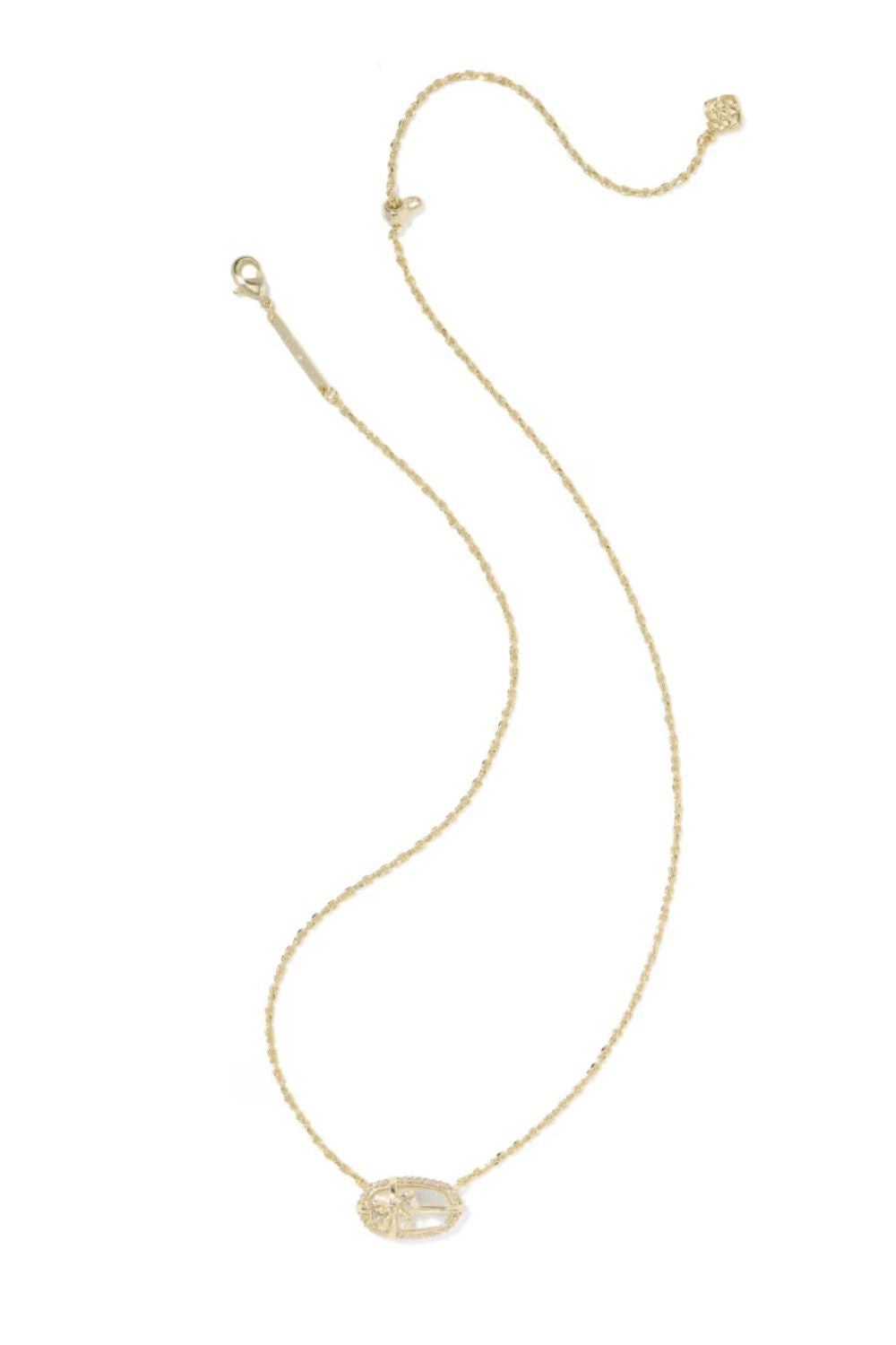 Kendra Scott Elisa Bow Gold Short Pendant Necklace in Ivory Illusion | 9608890377