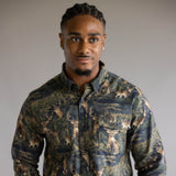 North River Brushed Cotton Deer Printed Button Up Shirt for Men in Green 