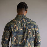 North River Brushed Cotton Deer Printed Button Up Shirt for Men in Green 