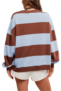 Free People We The Free Striped Oversized Crewneck for Women in Periwinkle Combo | OB2381604-5413-PERIWINKLECOMBO