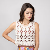 Open Weave Crochet Tank Top for Women in Natural | MAS2881-NATURAL