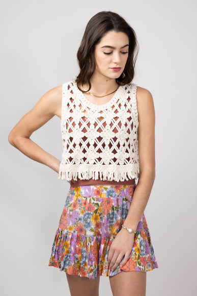 Open Weave Crochet Tank Top for Women in Natural | MAS2881-NATURAL