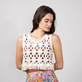 Open Weave Crochet Tank Top for Women in Natural | MAS2881-NATURAL