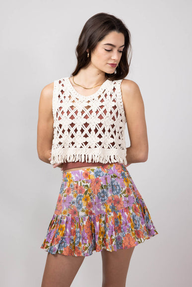Open Weave Crochet Tank Top for Women in Natural | MAS2881-NATURAL