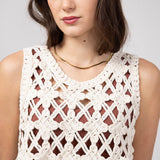 Open Weave Crochet Tank Top for Women in Natural | MAS2881-NATURAL