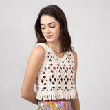 Open Weave Crochet Tank Top for Women in Natural | MAS2881-NATURAL