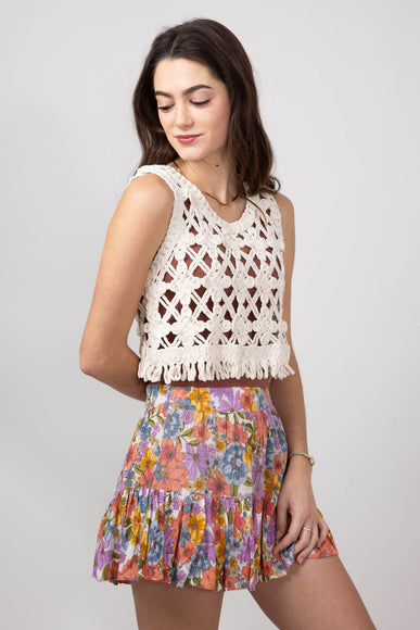 Open Weave Crochet Tank Top for Women in Natural | MAS2881-NATURAL