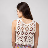 Open Weave Crochet Tank Top for Women in Natural | MAS2881-NATURAL