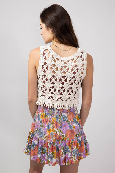 Open Weave Crochet Tank Top for Women in Natural | MAS2881-NATURAL