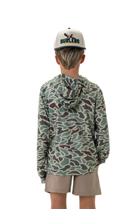 Burlebo Youth Performance Hoodie for Boys in Retro Duck Camo