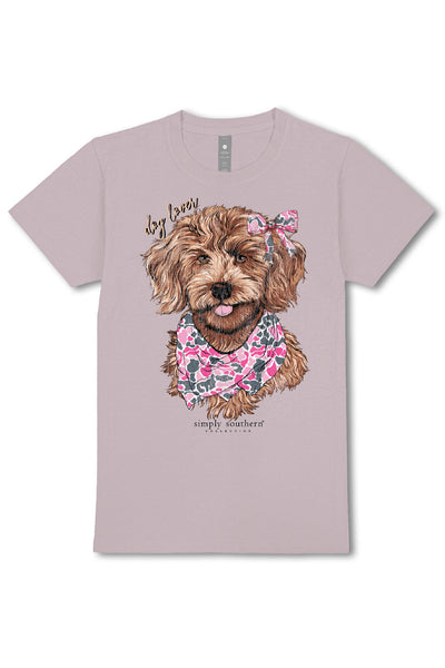 Simply Southern Plus Size Dog Camo Bow T-Shirt for Women in Gray 