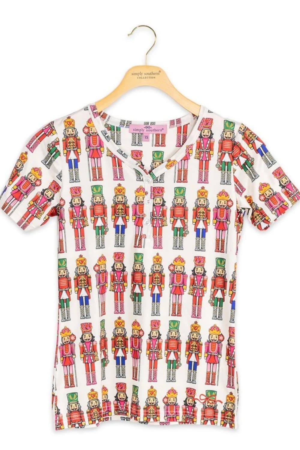 youth girls pj top with nutcrackers all over