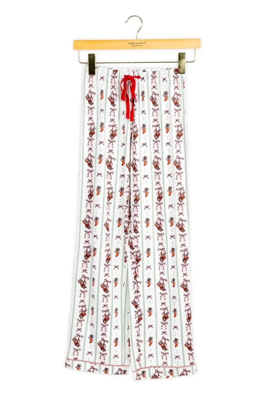 youth pajama satin-like pants with Christmas designs all over