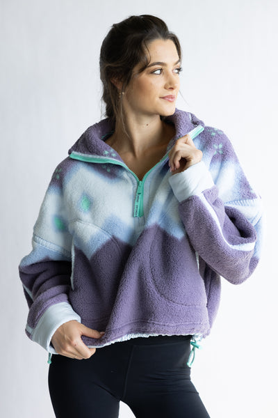 Polaire de randonnée montagne sherpa femme, MH100 1/2 zip violet Polaire de randonnée montagne sherpa femme, MH100 1/2 zip violet