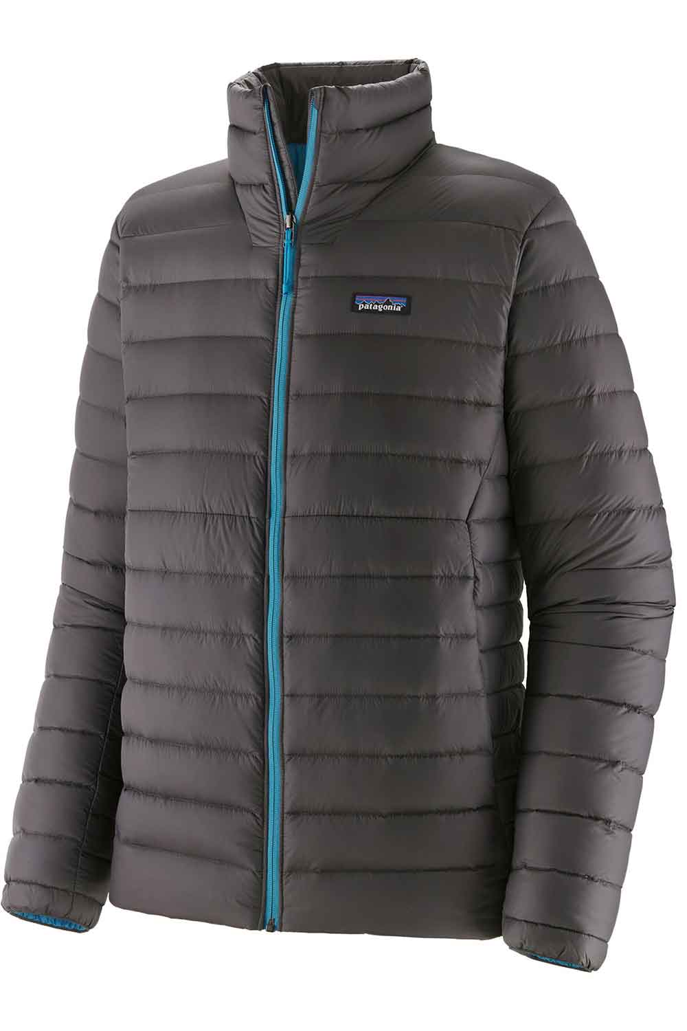 Forge Grey Down Jacket with Turquoise zipper Patagonia-Mens-down-sweater--WBF25