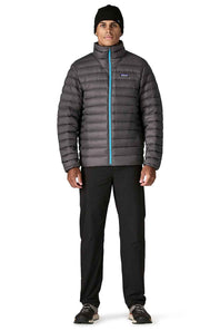 Forge Grey Down Jacket with Turquoise zipper Patagonia-Mens-down-sweater--WBF25 full body