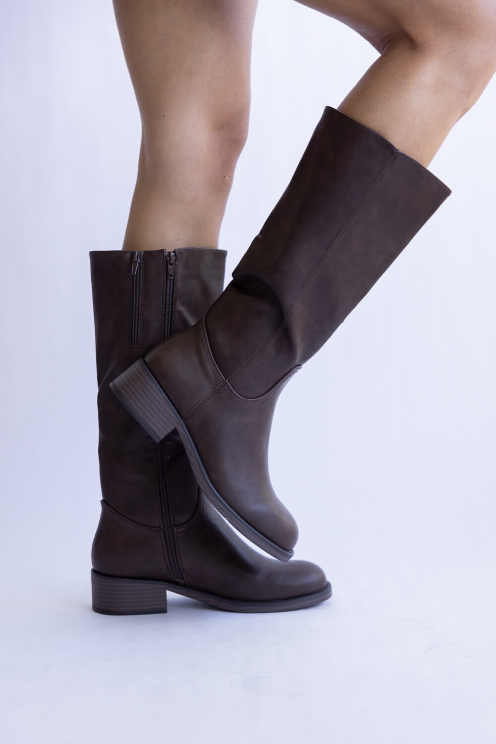 Pierre Dumas Paula Tall Faux Leather Boots for Women in Brown