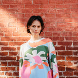 Flower Print Sweater for Women in Cream/Multi