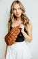 Quilted Puffer Sling Bag for Women in Brown
