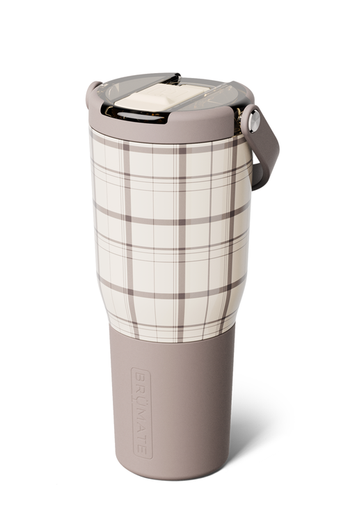 BruMate Resa Flip 35 oz Tumbler in Oxford Plaid | DWRF35OXP-BEIGEPLAID