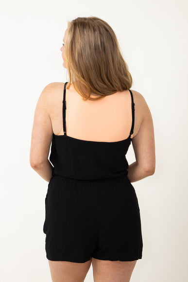 Romper with Thin Straps and Pockets for Women in Black 