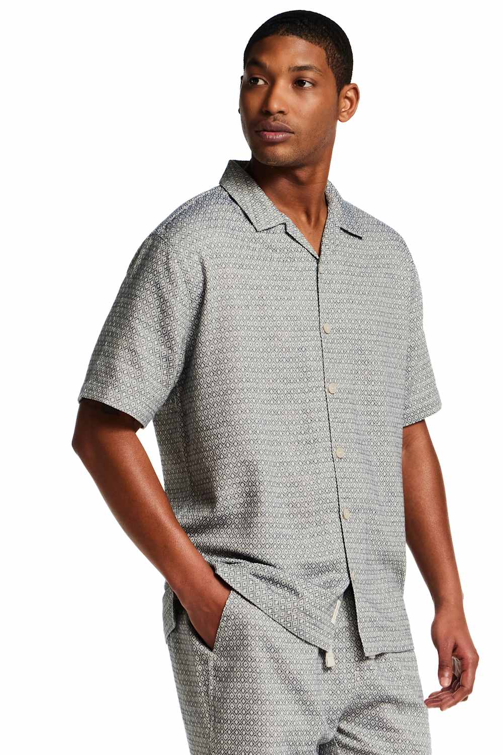 Weatherproof Vintage Jacquard Resort Shirt for Men in Navy