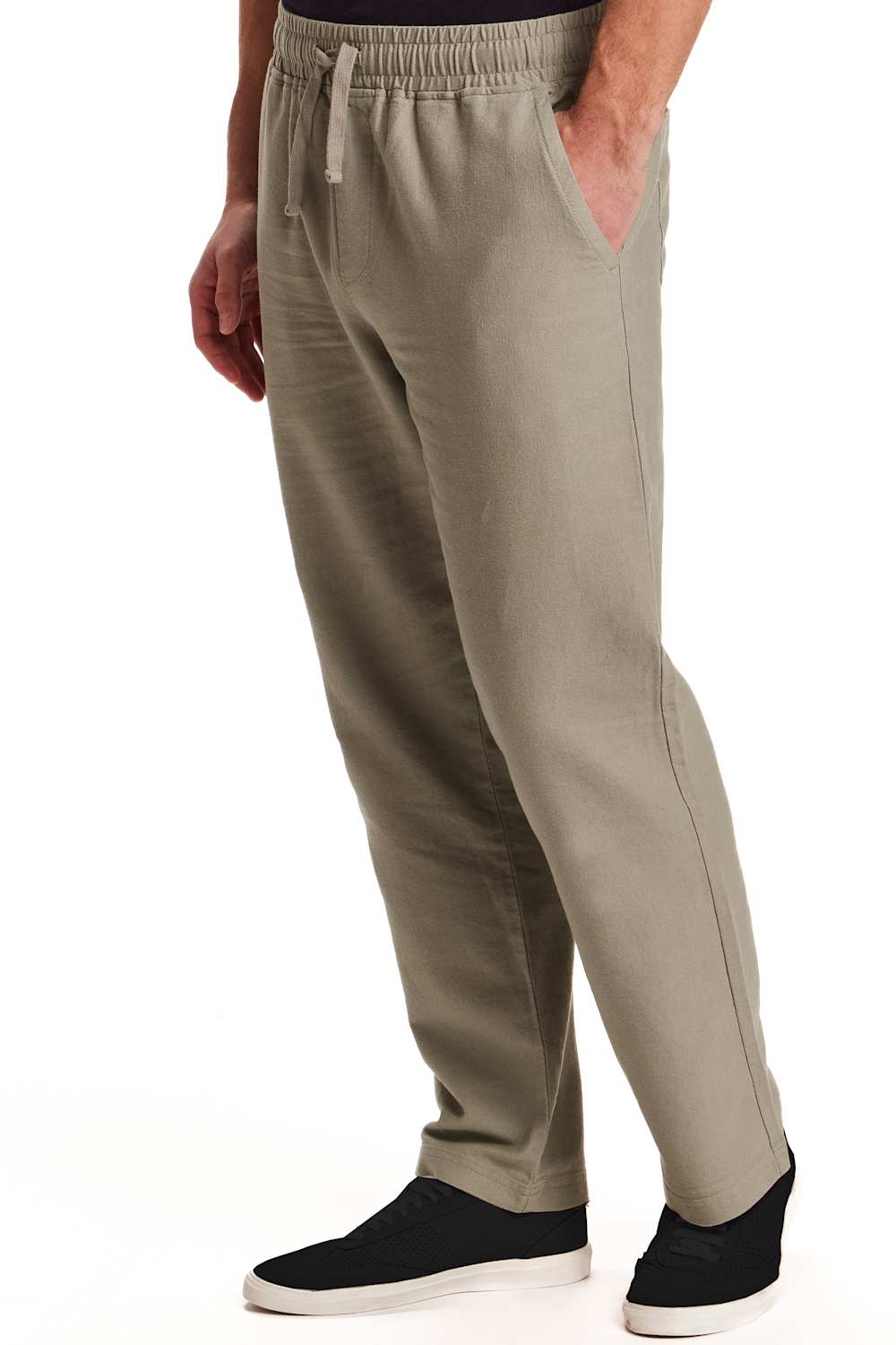 Weatherproof Vintage Linen Drawstring Pants for Men in Sea Grass