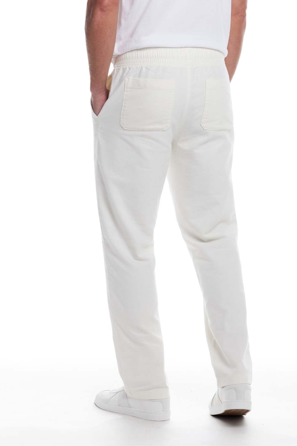 Weatherproof Vintage Linen Drawstring Pants for Men in White