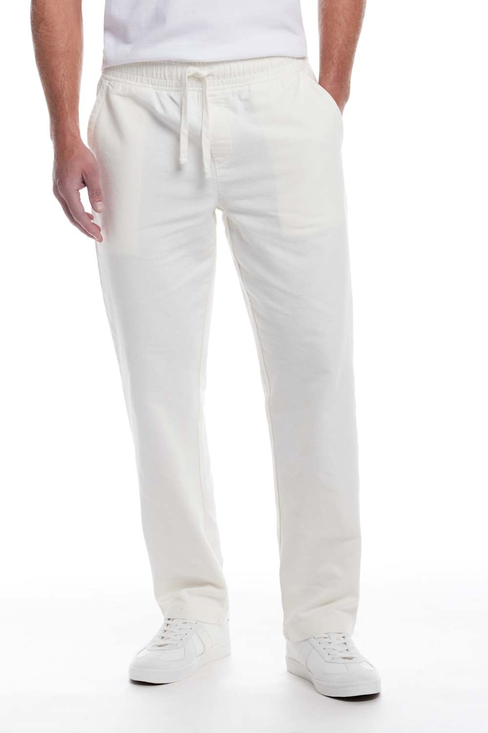 Weatherproof Vintage Linen Drawstring Pants for Men in White