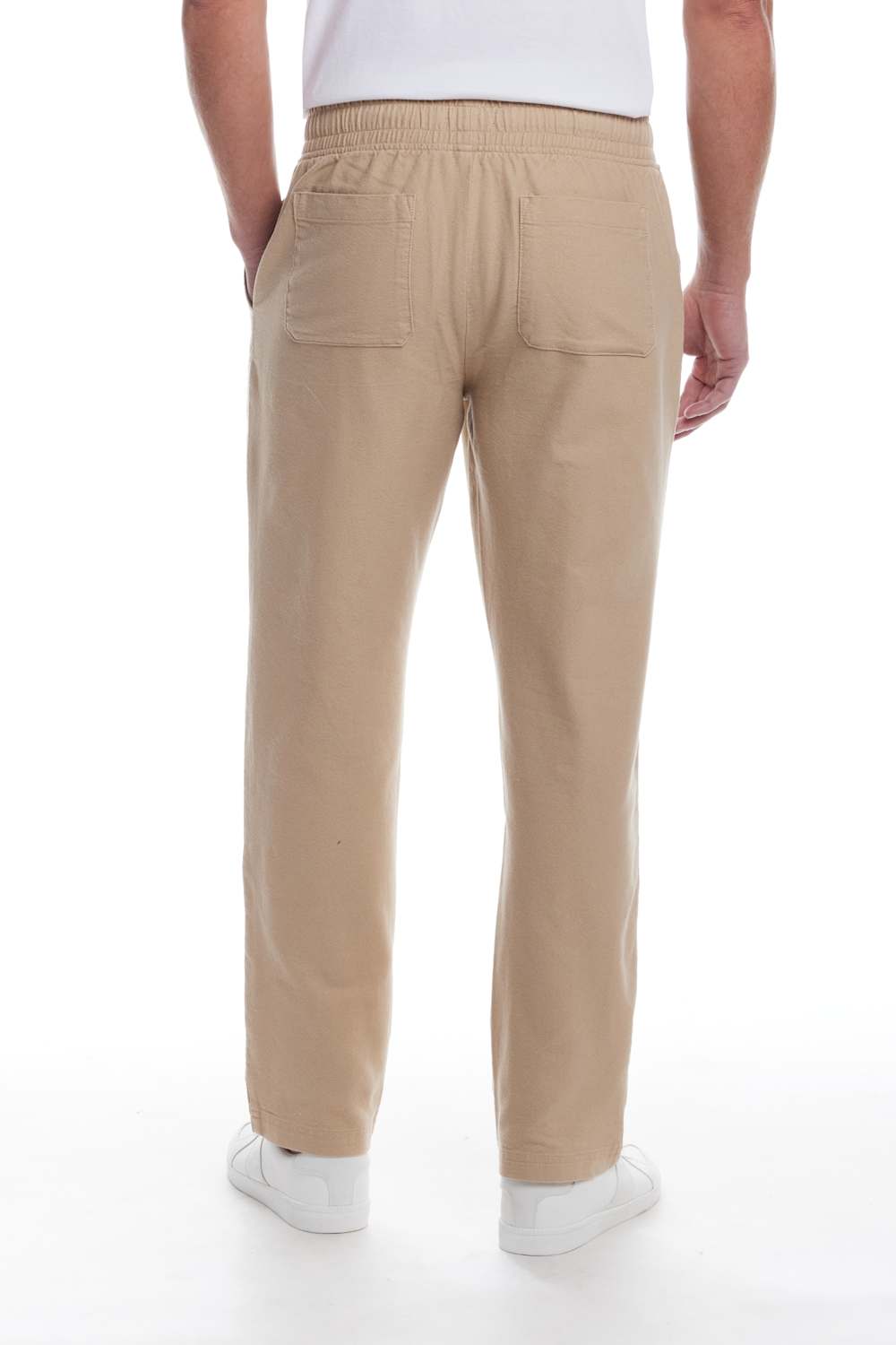 Weatherproof Vintage Linen Drawstring Pants for Men in White Pepper
