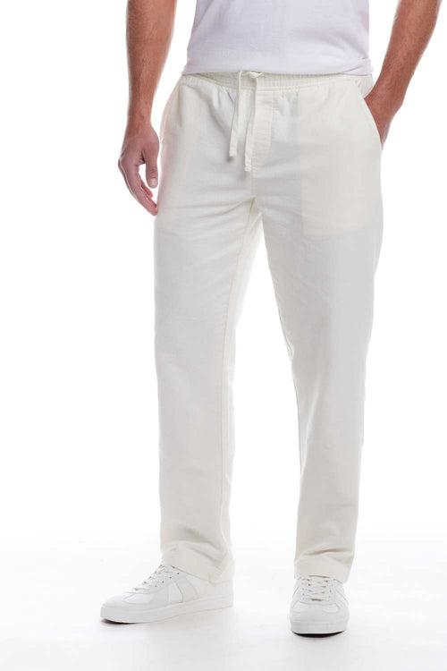 Weatherproof Vintage Linen Drawstring Pants for Men in White