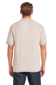 Weatherproof Vintage Johnny Collar Sweater Shirt for Men in Oat Twist
