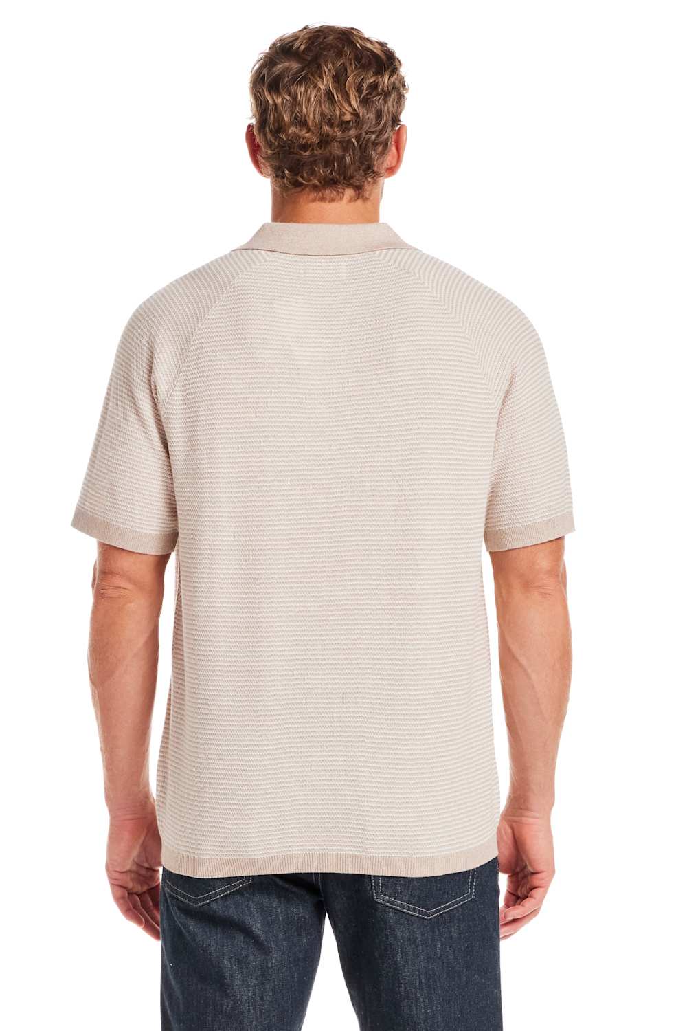 Weatherproof Vintage Johnny Collar Sweater Shirt for Men in Oat Twist